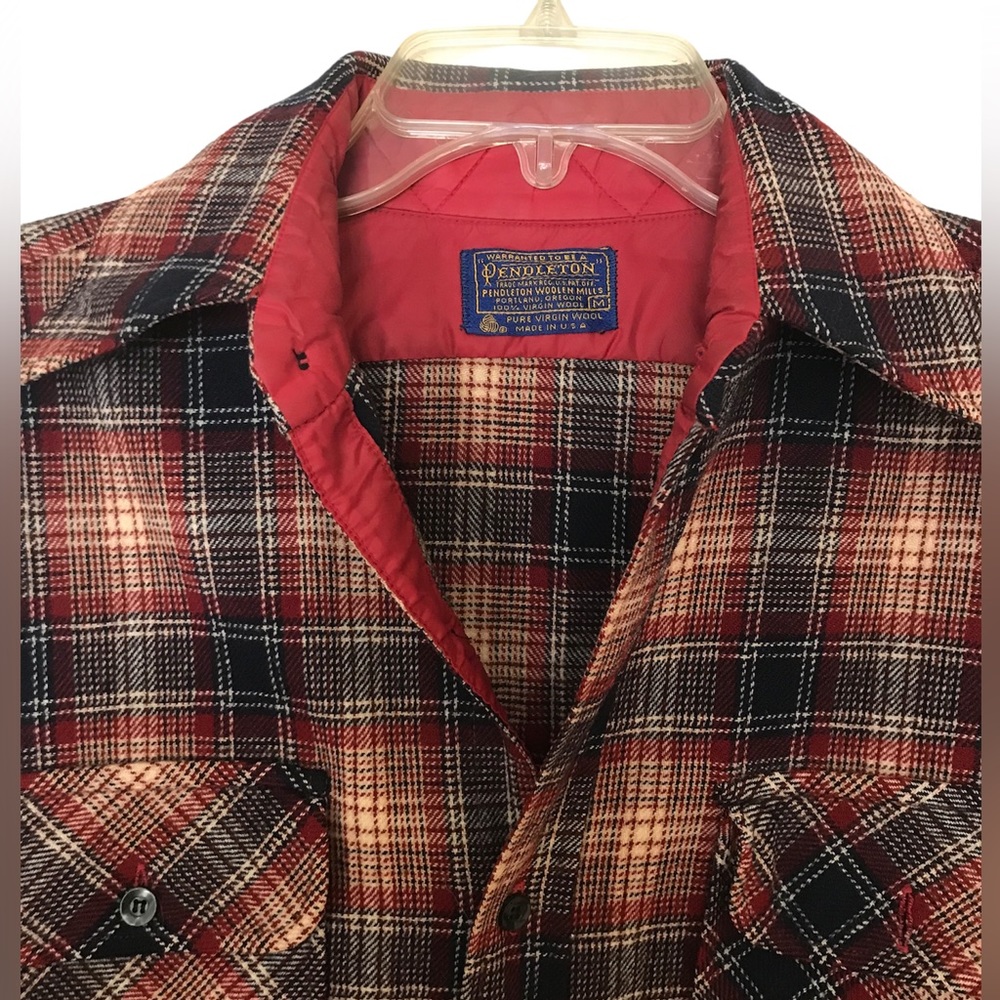 Vintage Pendleton Blue/Red Plaid Shirt. 100% Pure Virgin Wool Men's Med